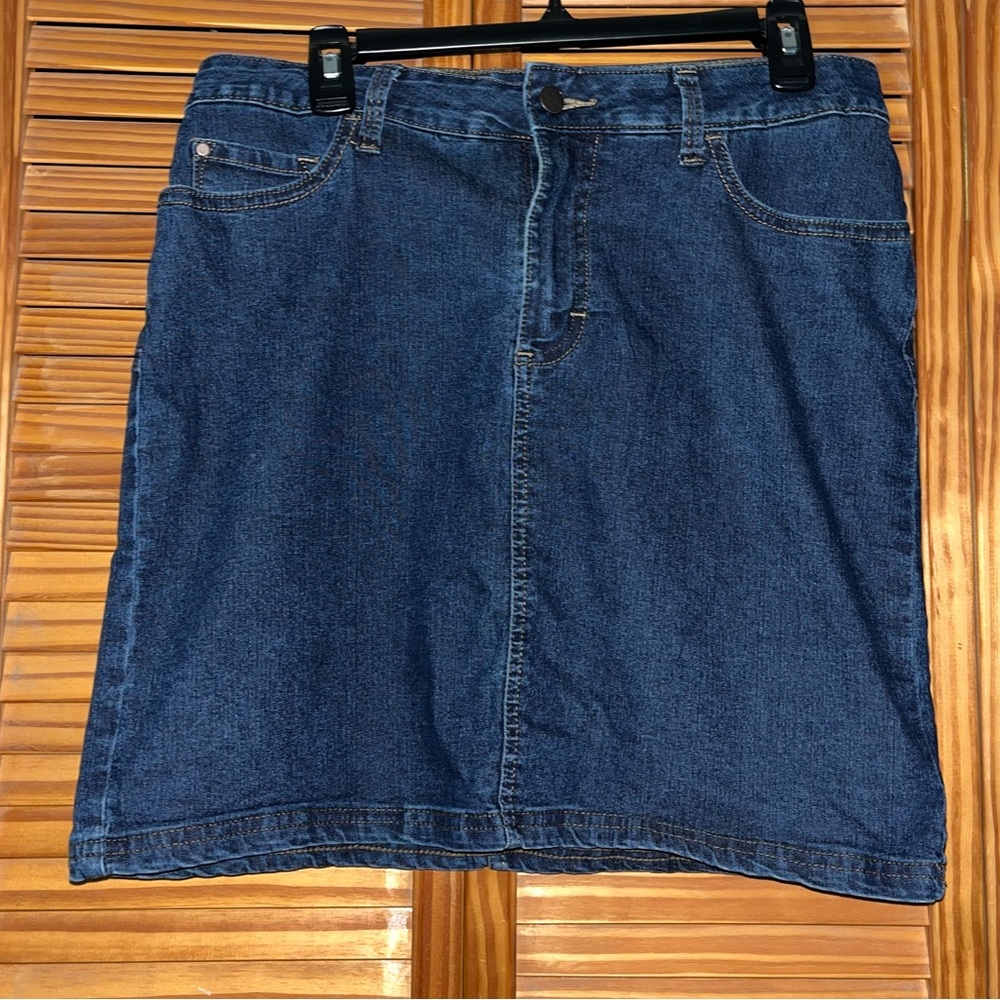 Lee Riders Blue Denim Jean Midrise Skirt with‎ Attached Shorts, Skort Size 12